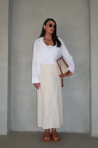 חצאית אוליב קרם