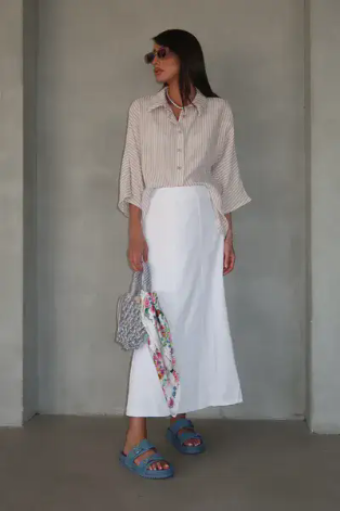 חצאית אוליב לבן