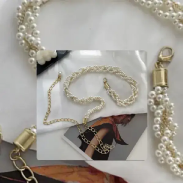 חגורת פנינים שרשרת מותניים - 105 ס"מ (זהב )