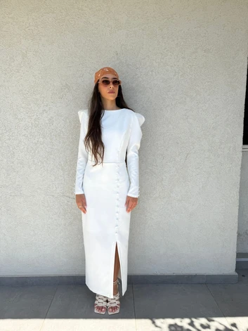 שמלת רונה לבן